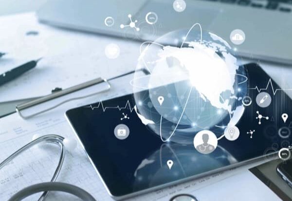 Medical global networking and healthcare global network connection on tablet, Medical technology.