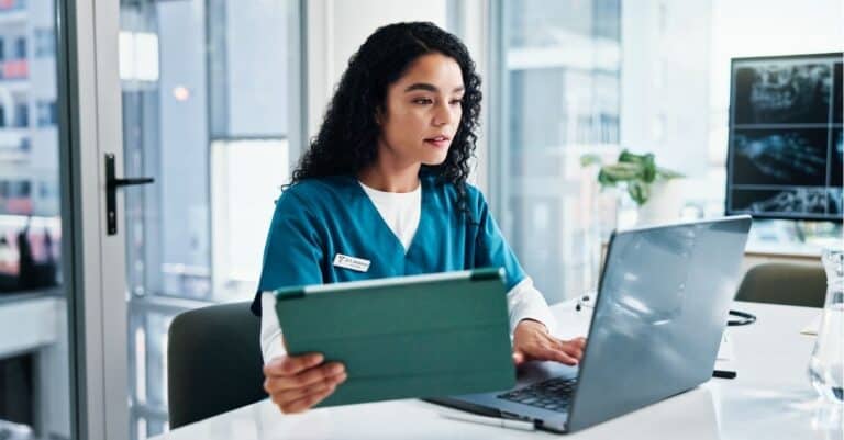 Person learning about population health and engagement trends from Harmony Healthcare