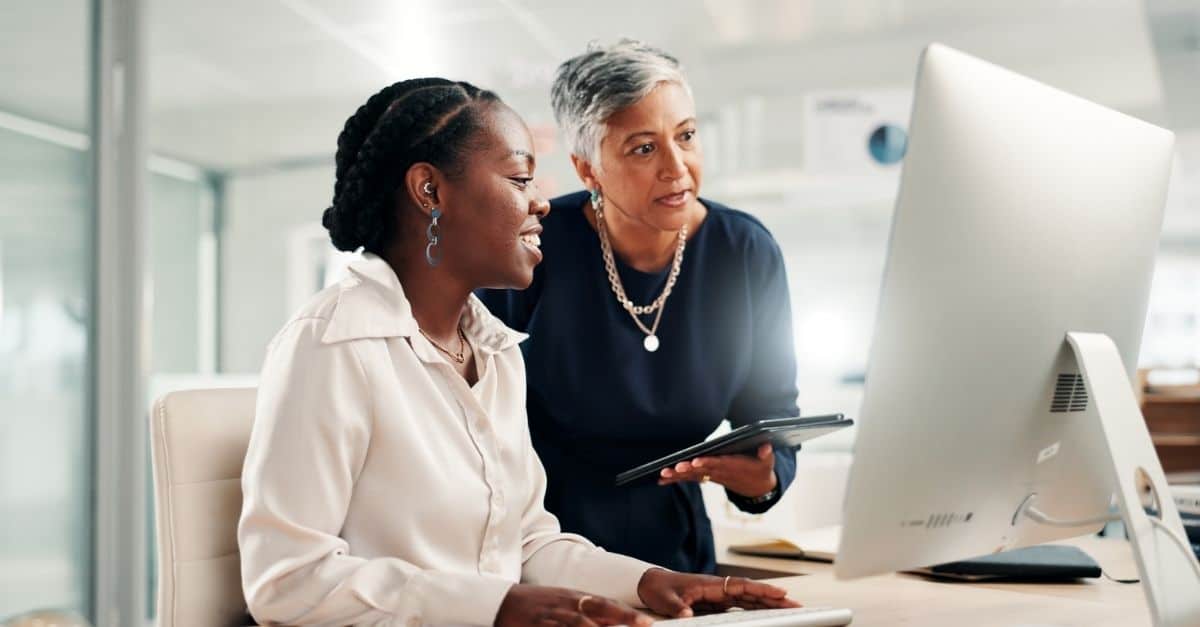 Hiring manager working with Harmony Healthcare hiring expert to fill open roles
